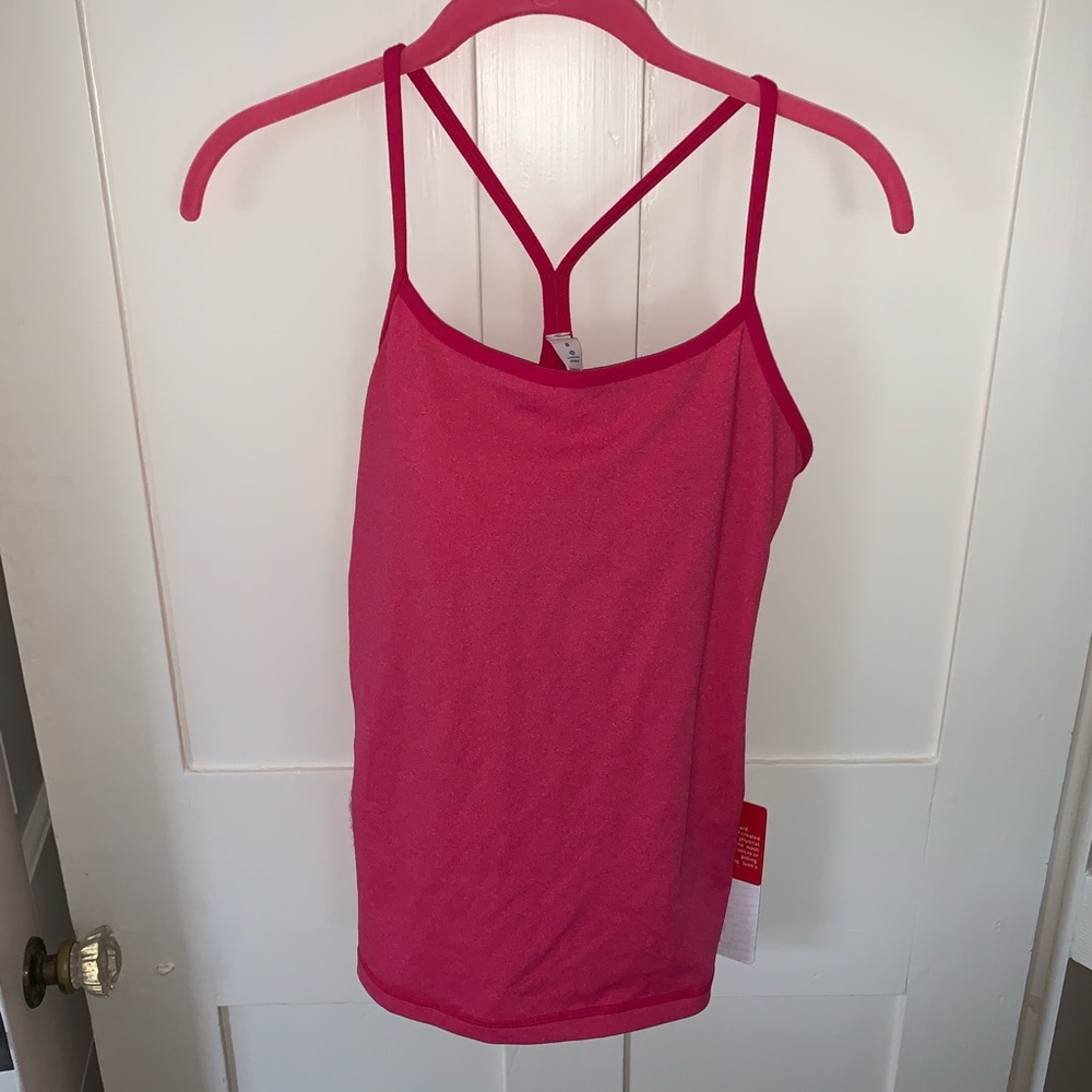 Pink lululemon power Y tank